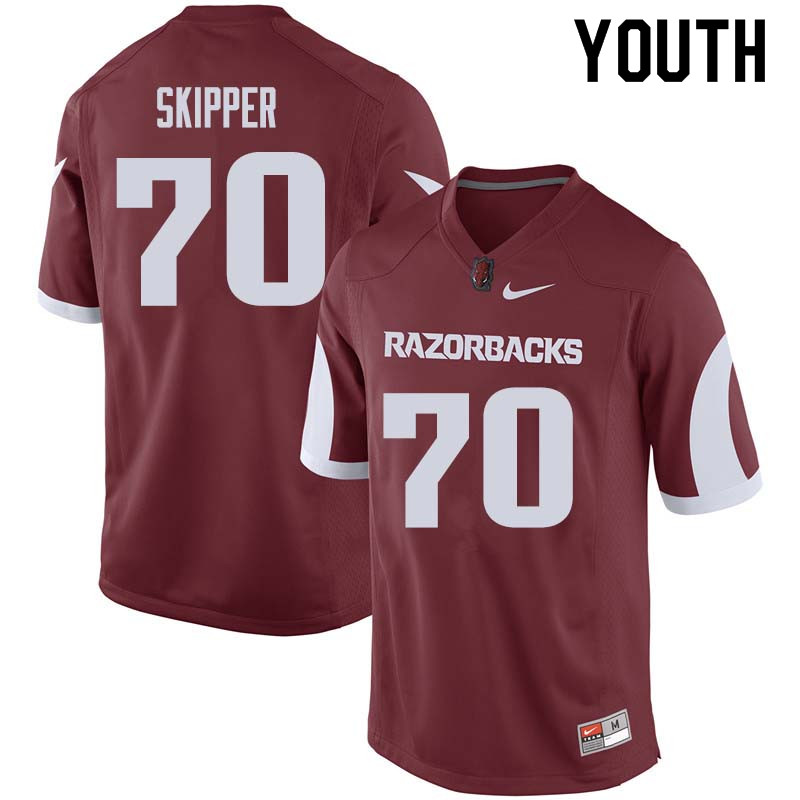 Youth #70 Dan Skipper Arkansas Razorback College Football Jerseys Sale-Cardinal - Click Image to Close